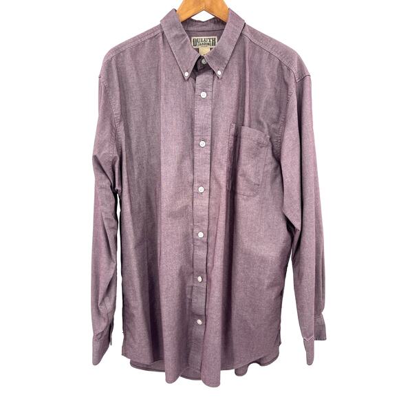 Duluth Trading Button-Down Shirt Men's XL 100% Cotton Long Sleeves Burgundy/Plum - Picture 2 of 8